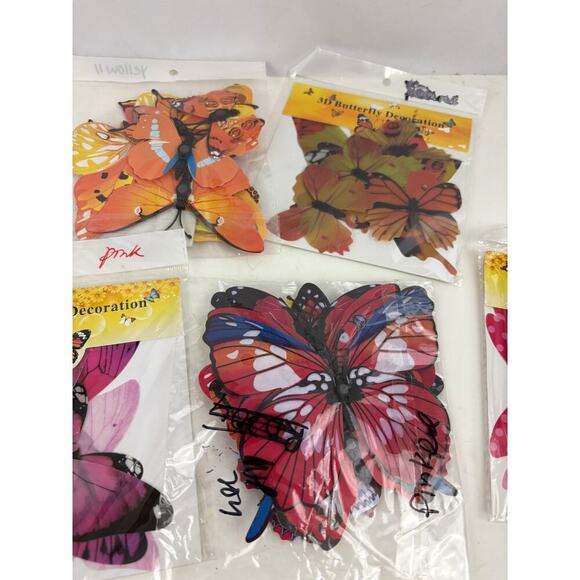 17 Pack NEW 3D Butterflies Wall Stickers Lot Bulk Various Colors Bright - Picture 13 of 16